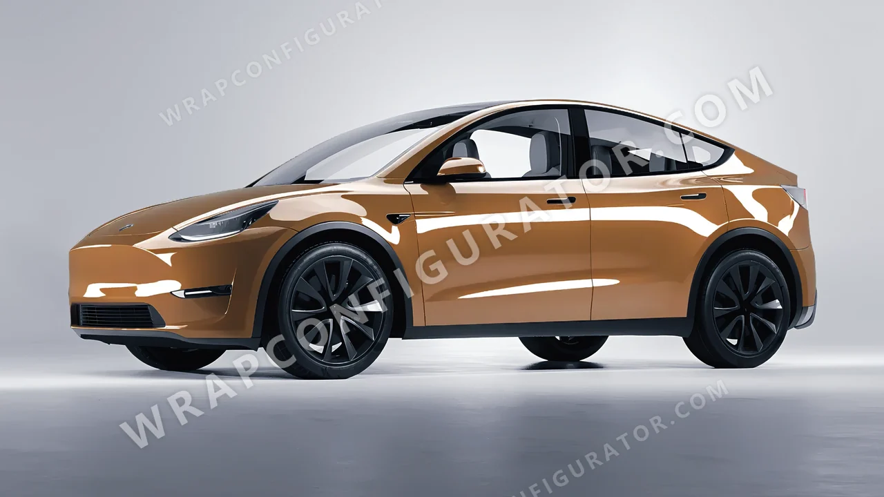 Yellow Tesla Model Y 2020 wrapped in Colourshield PPF by HyperPro Deep Desert Yellow HGF46D-P