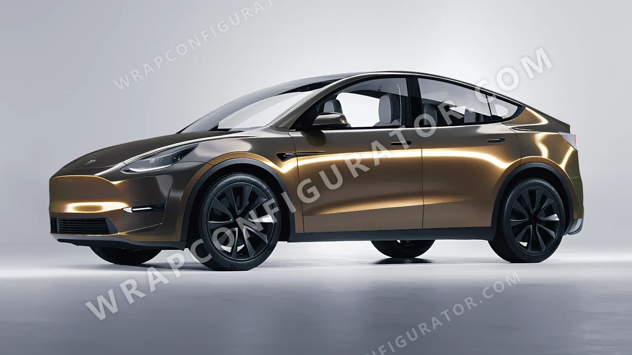 Yellow Tesla Model Y 2020 wrapped in Colourshield PPF by HyperPro Gray Gold CGM13-P