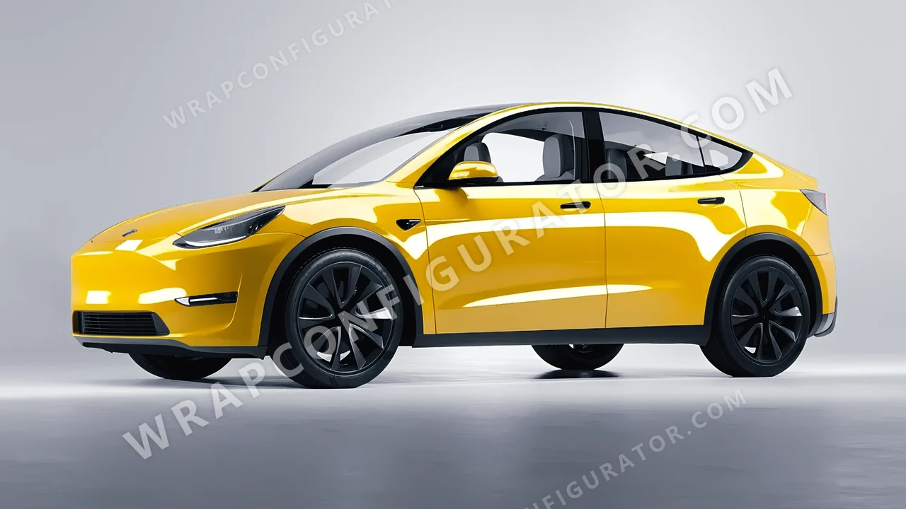 Yellow Tesla Model Y 2020 wrapped in ORACAL Maize Yellow 970RA-209G