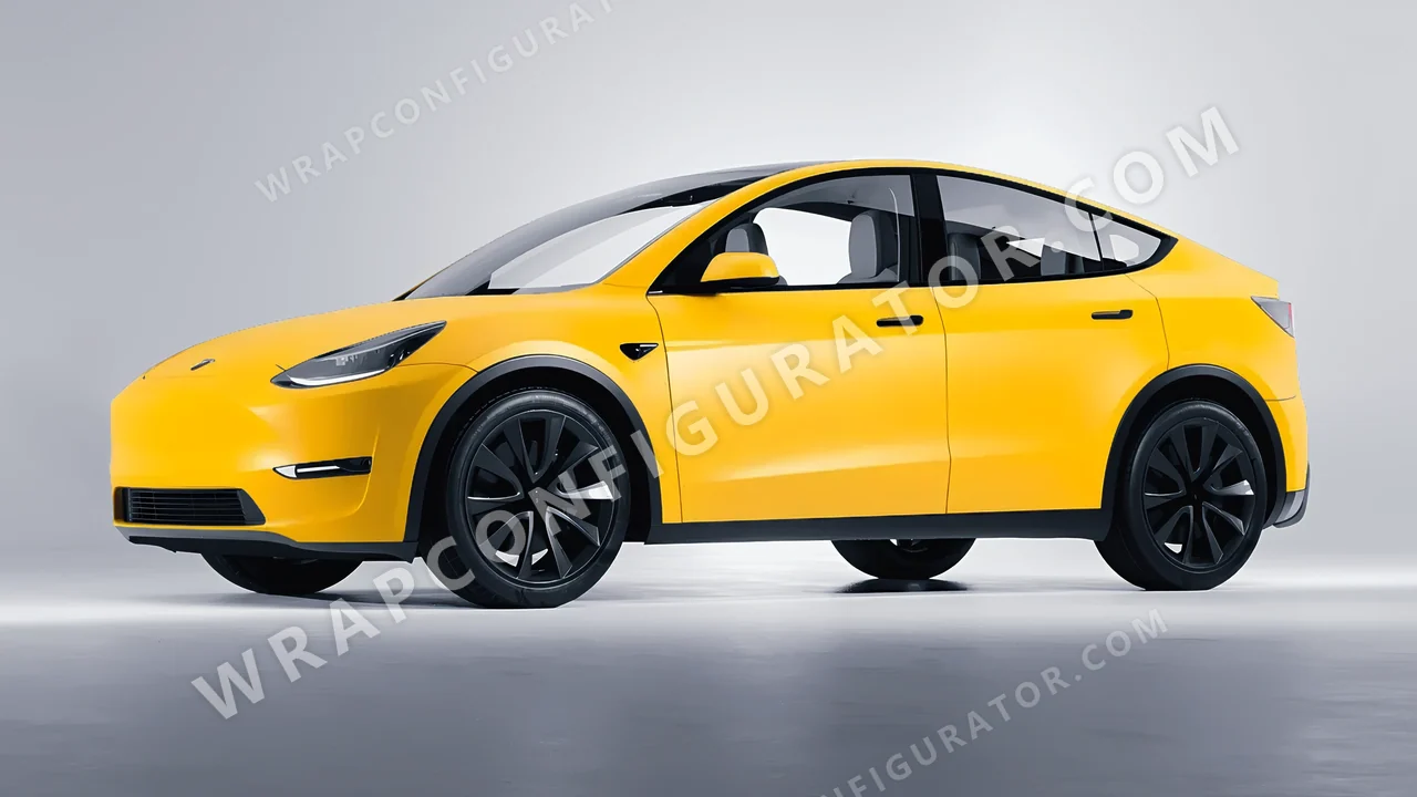 Yellow Tesla Model Y 2020 wrapped in ORACAL Maize Yellow 970RA-209M