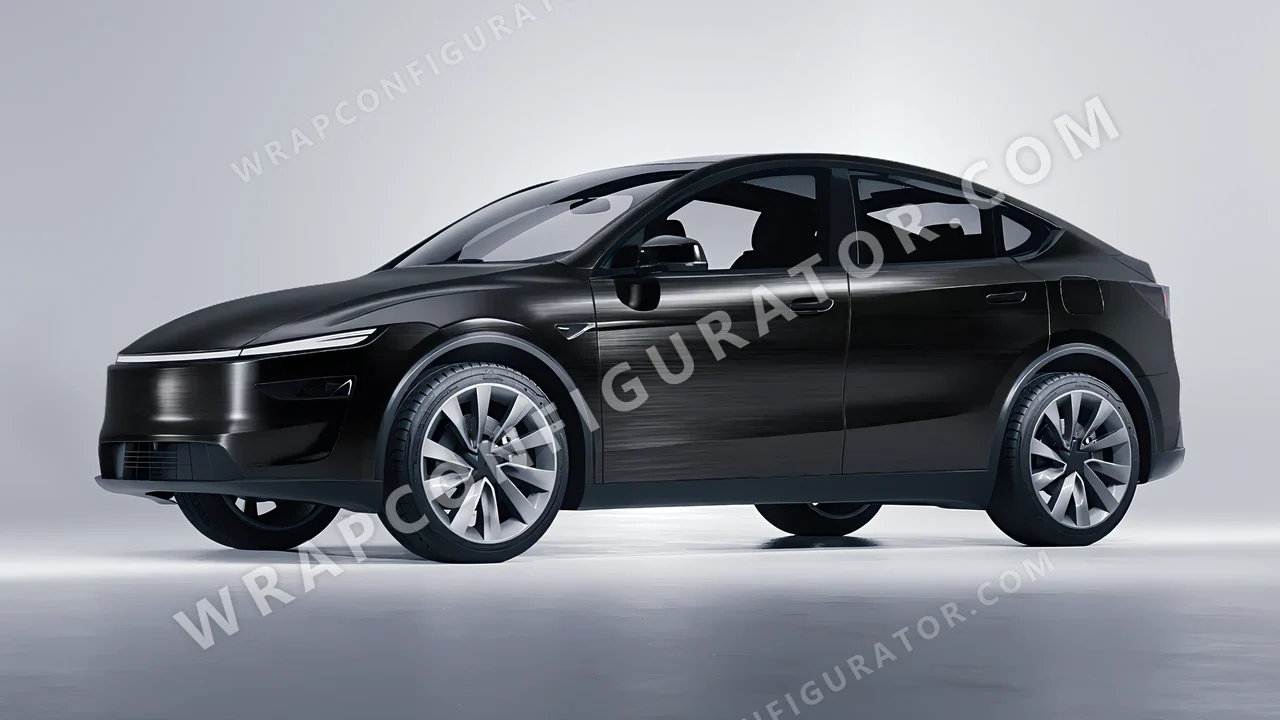 Black Tesla Model Y Juniper 2025 wrapped in 3M Brushed Black Metallic BR212