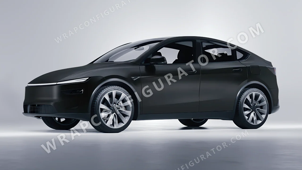 Black Tesla Model Y Juniper 2025 wrapped in 3M Dead Matte Black DM12