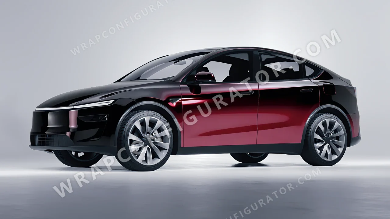 Black Tesla Model Y Juniper 2025 wrapped in 3M Gloss Black Rose GP99