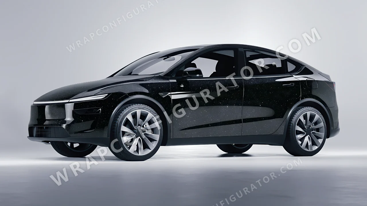 Black Tesla Model Y Juniper 2025 wrapped in 3M Gloss Galaxy Black GP292