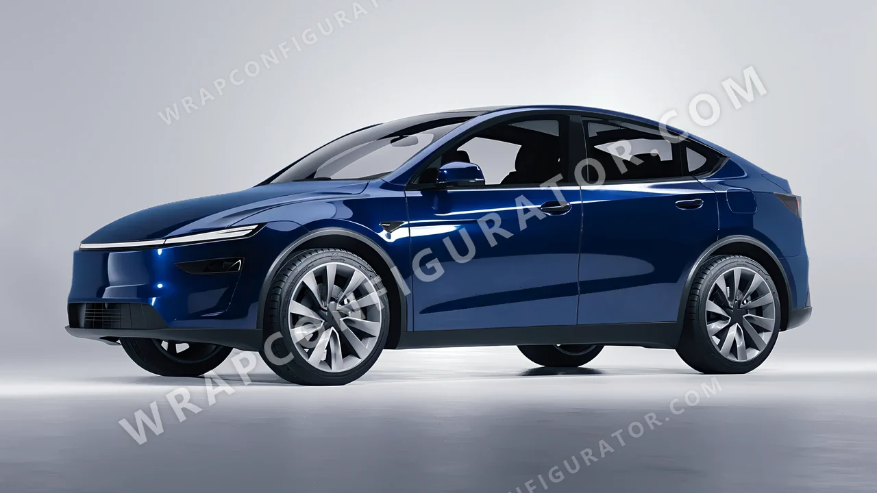 Black Tesla Model Y Juniper 2025 wrapped in 3M Gloss Midnight Blue GP272
