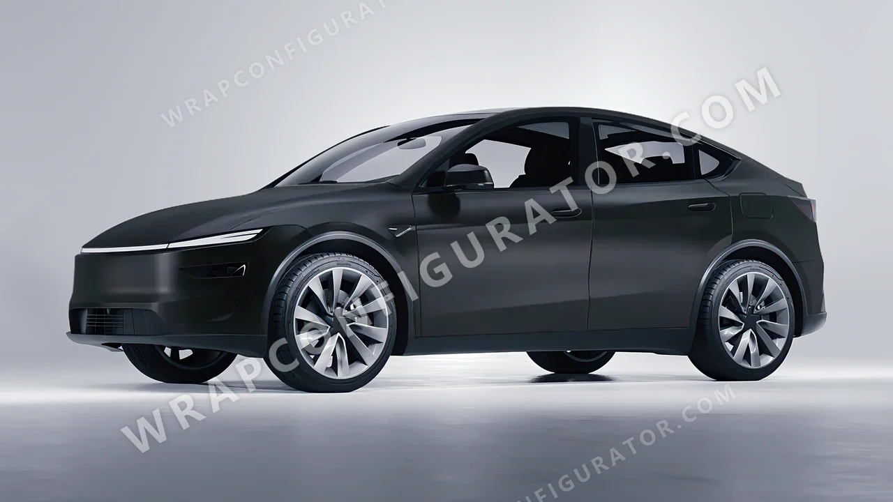 Black Tesla Model Y Juniper 2025 wrapped in 3M Matte Black M12