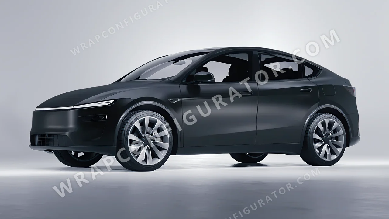 Black Tesla Model Y Juniper 2025 wrapped in 3M Matte Black Metallic M212