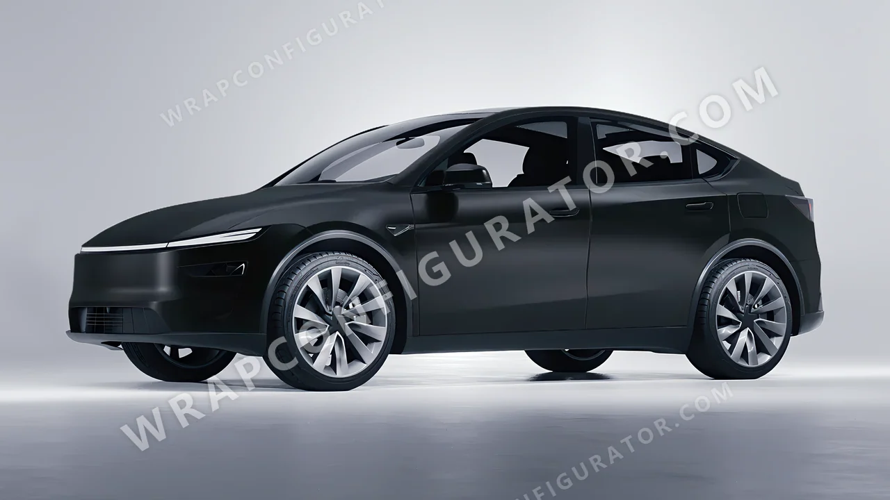 Black Tesla Model Y Juniper 2025 wrapped in 3M Matte Deep Black M22