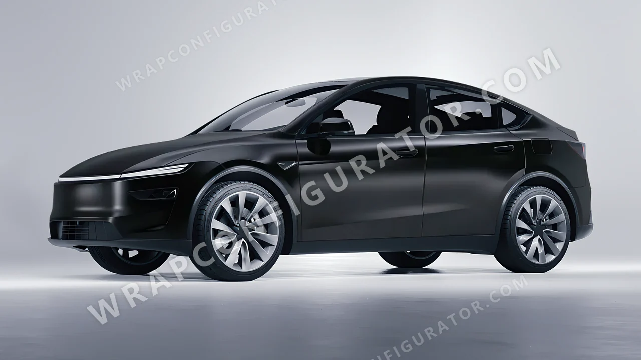Black Tesla Model Y Juniper 2025 wrapped in 3M Satin Black S12