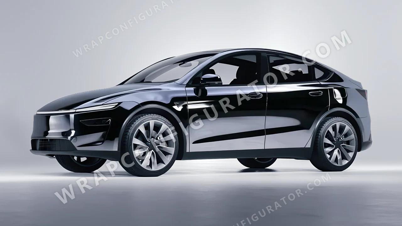 Black Tesla Model Y Juniper 2025 wrapped in Avery Dennison Black SF100-196-S