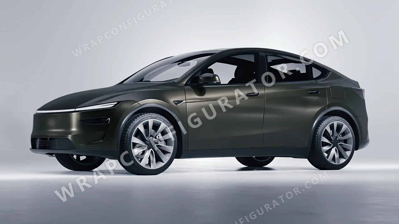 Black Tesla Model Y Juniper 2025 wrapped in Avery Dennison Dark Basalt SW900-871-M