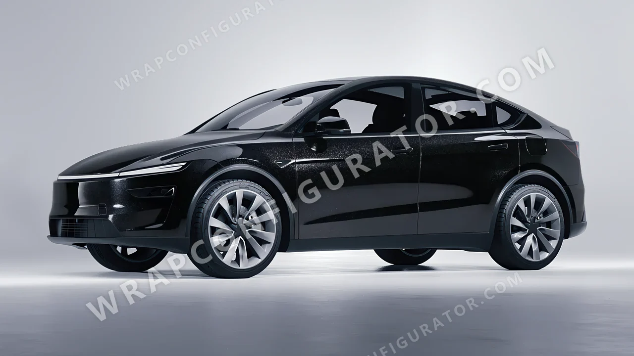 Black Tesla Model Y Juniper 2025 wrapped in Avery Dennison Mystery Black SW900-184-M