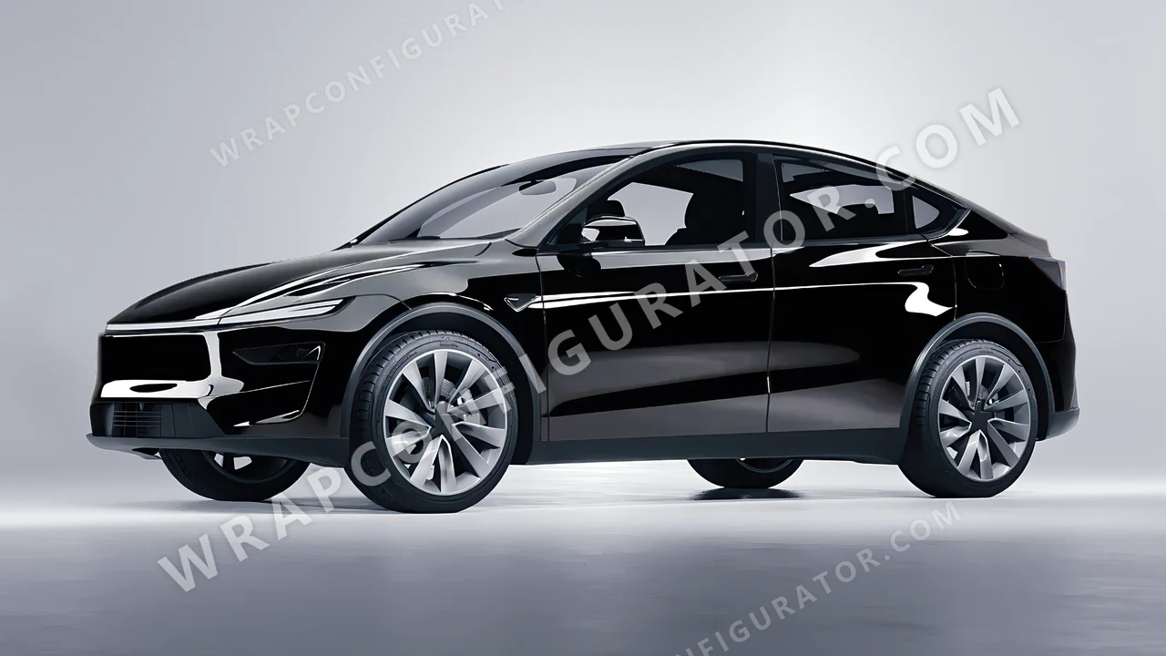 Black Tesla Model Y Juniper 2025 wrapped in KPMF Black K88021
