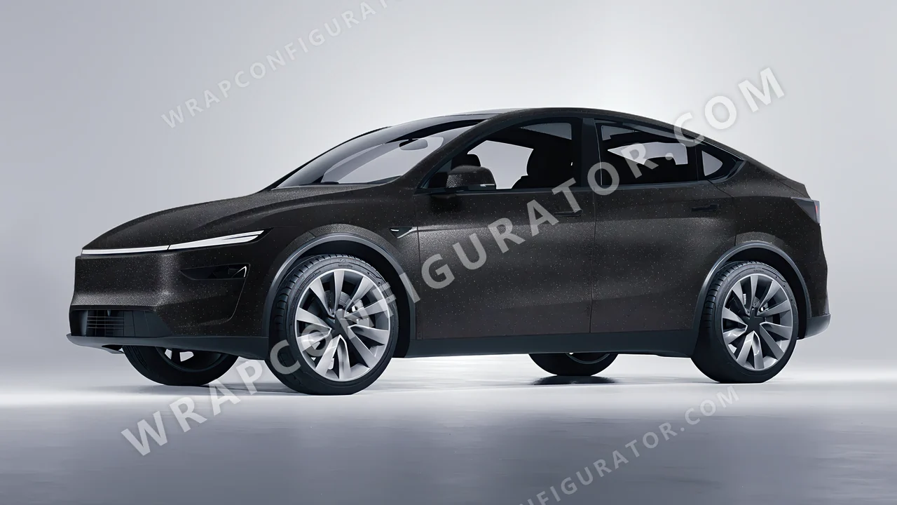 Black Tesla Model Y Juniper 2025 wrapped in KPMF Black Matt K89021