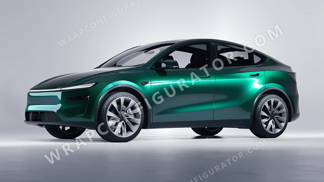 Black Tesla Model Y Juniper 2025 wrapped in KPMF Green Black Iridescent K75460