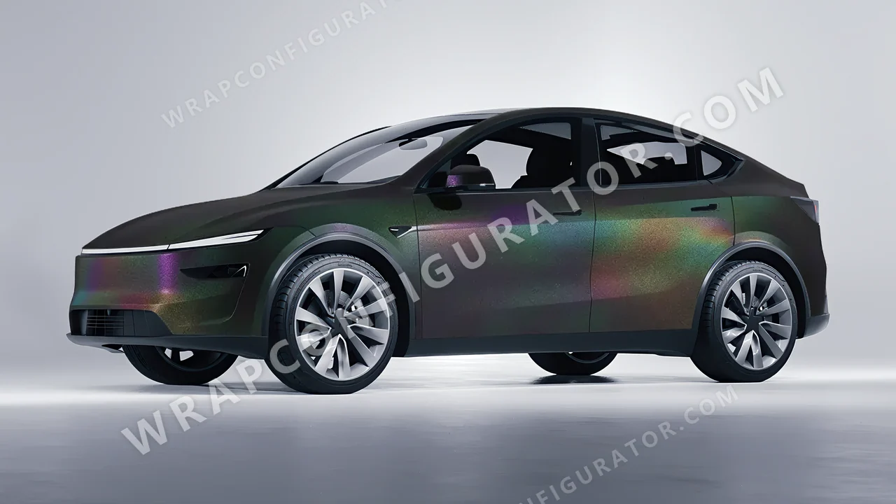 Black Tesla Model Y Juniper 2025 wrapped in KPMF Matt Morpheus Black Starlight K75571