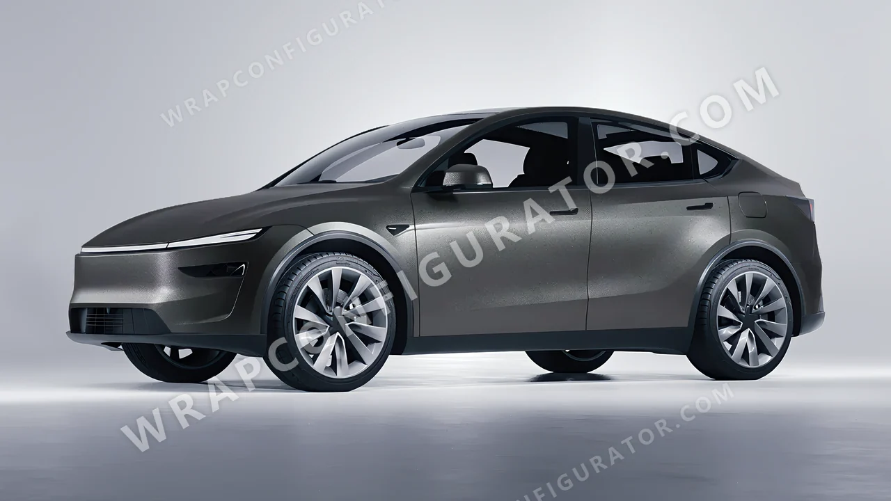 Black Tesla Model Y Juniper 2025 wrapped in ORACAL Graphite 970RA-932M