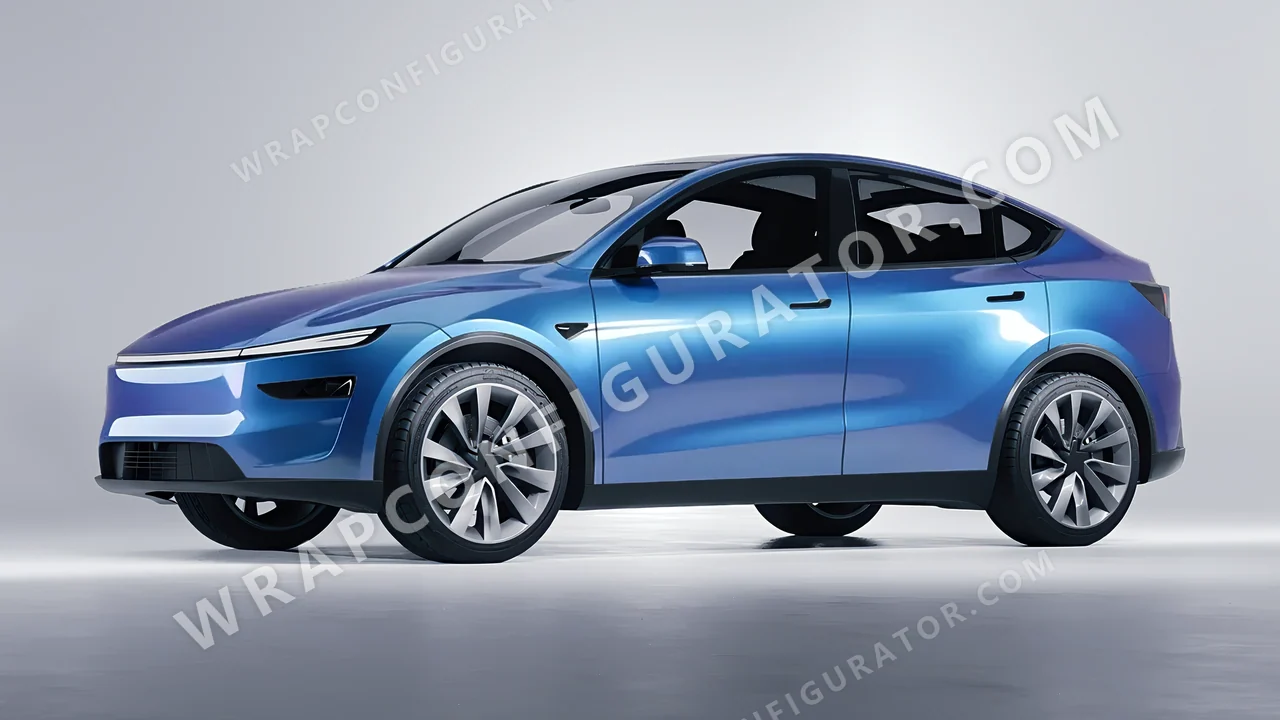 Black Tesla Model Y Juniper 2025 wrapped in ORACAL Jetstream Blue 970RA-963G