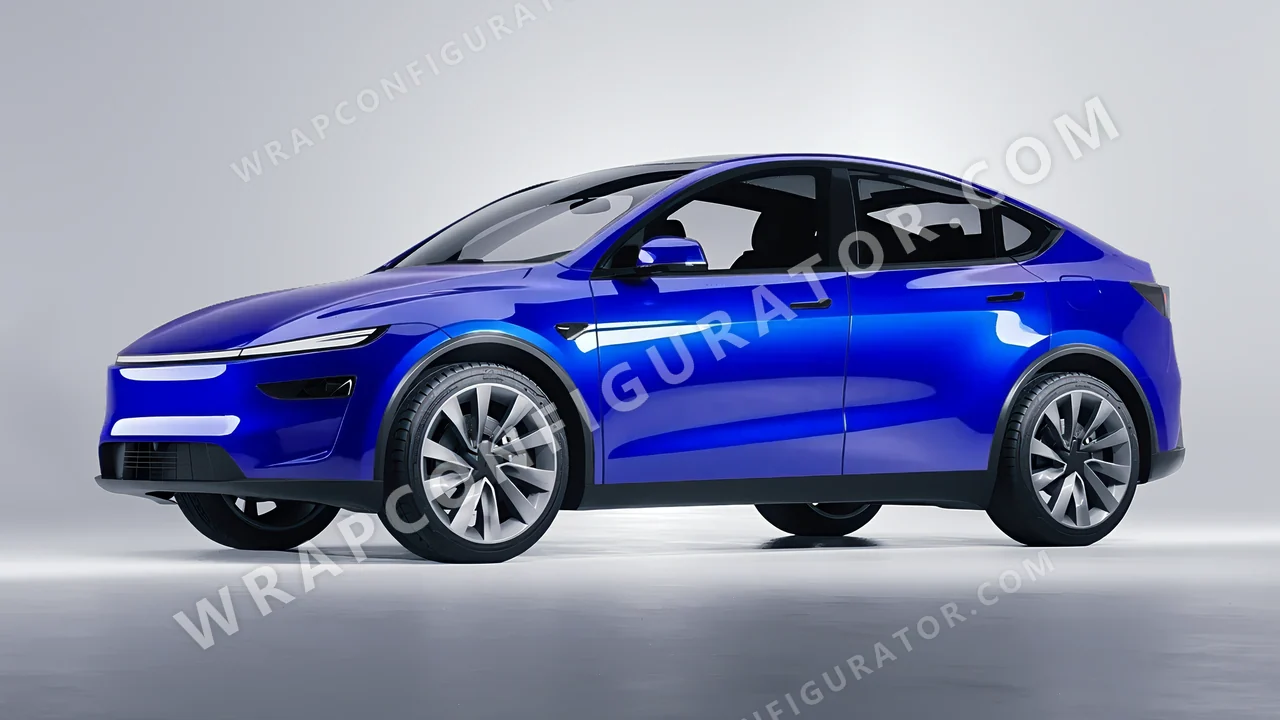 Blue Tesla Model Y Juniper 2025 wrapped in 3M Blue Raspberry HG378