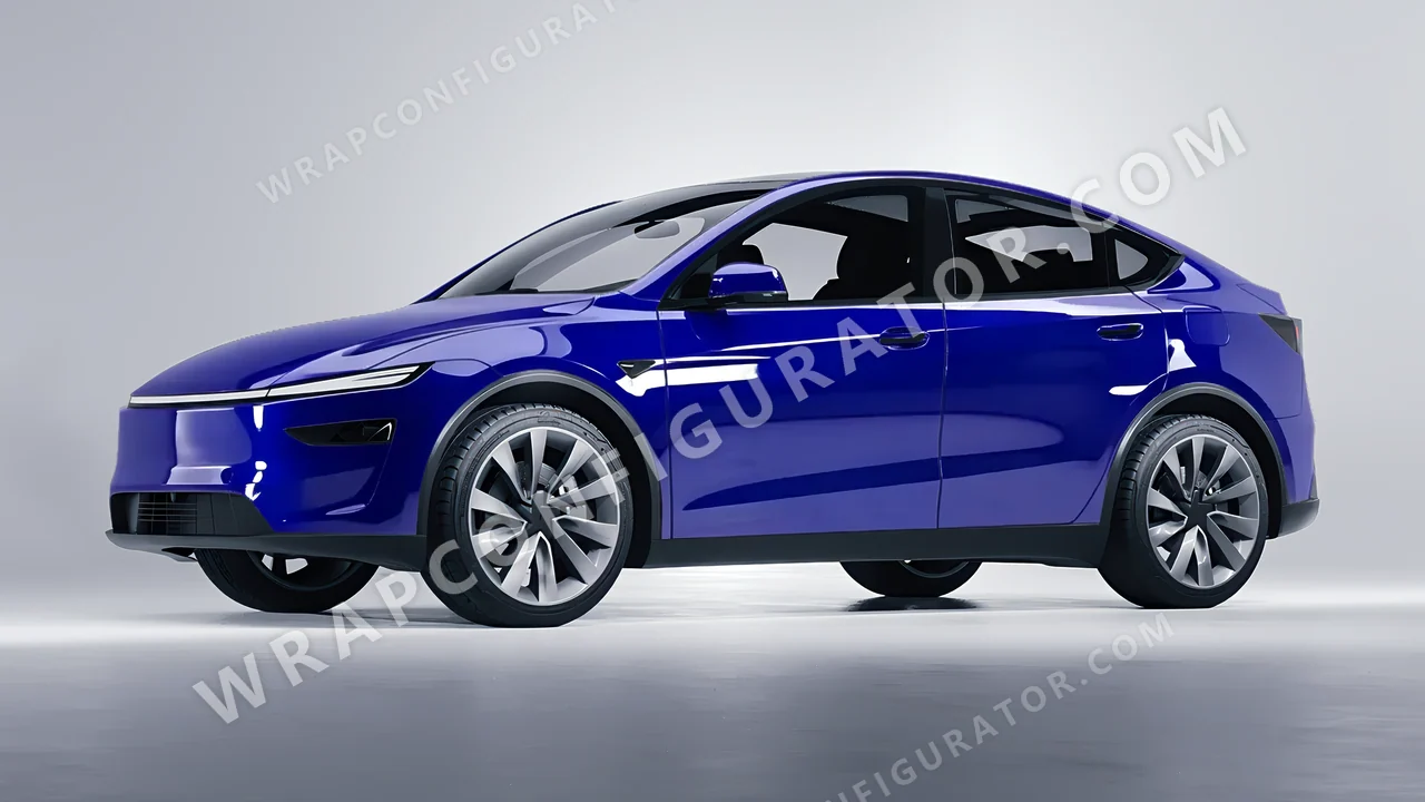 Blue Tesla Model Y Juniper 2025 wrapped in 3M Gloss Blue Raspberry G378