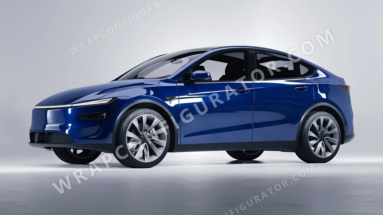 Blue Tesla Model Y Juniper 2025 wrapped in 3M Gloss Boat Blue G127