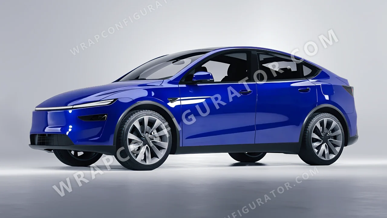 Blue Tesla Model Y Juniper 2025 wrapped in 3M Gloss Cosmic Blue G377
