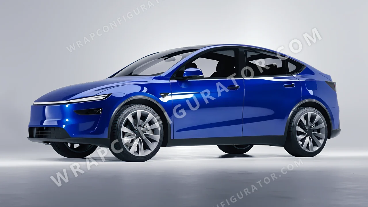 Blue Tesla Model Y Juniper 2025 wrapped in 3M Gloss Deep Blue Metallic G217