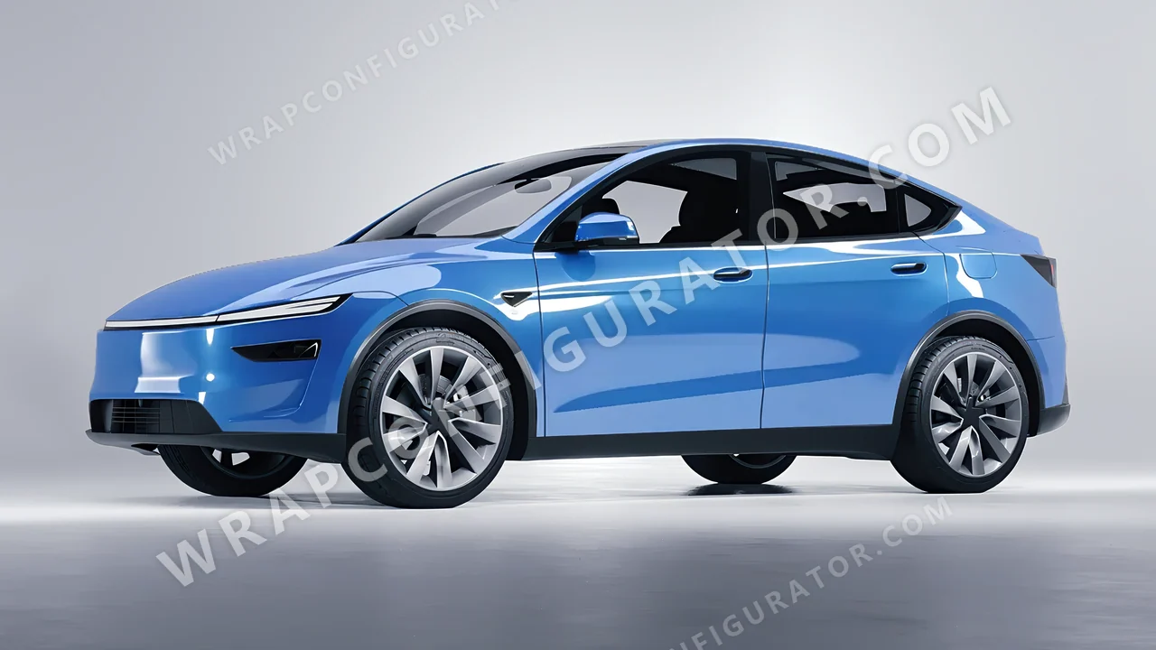 Blue Tesla Model Y Juniper 2025 wrapped in 3M Gloss Ice Blue G247