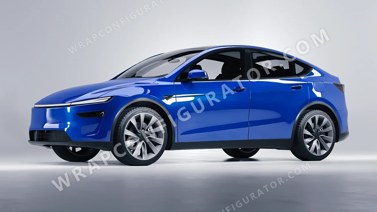 Blue Tesla Model Y Juniper 2025 wrapped in 3M Gloss Intense Blue G47
