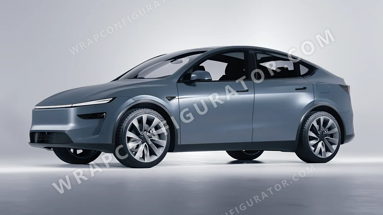 Blue Tesla Model Y Juniper 2025 wrapped in 3M Lunar Blue S87