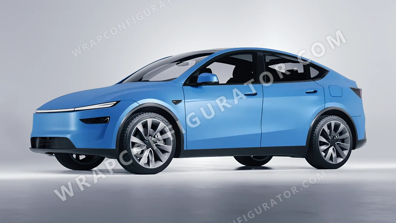 Blue Tesla Model Y Juniper 2025 wrapped in 3M Matte Blue Metallic M227