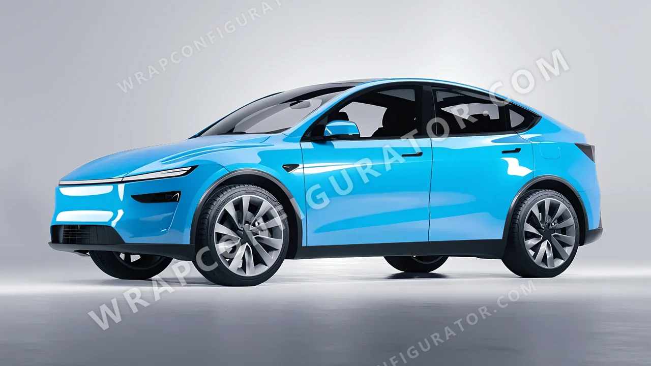 Blue Tesla Model Y Juniper 2025 wrapped in 3M Sky Blue HG77