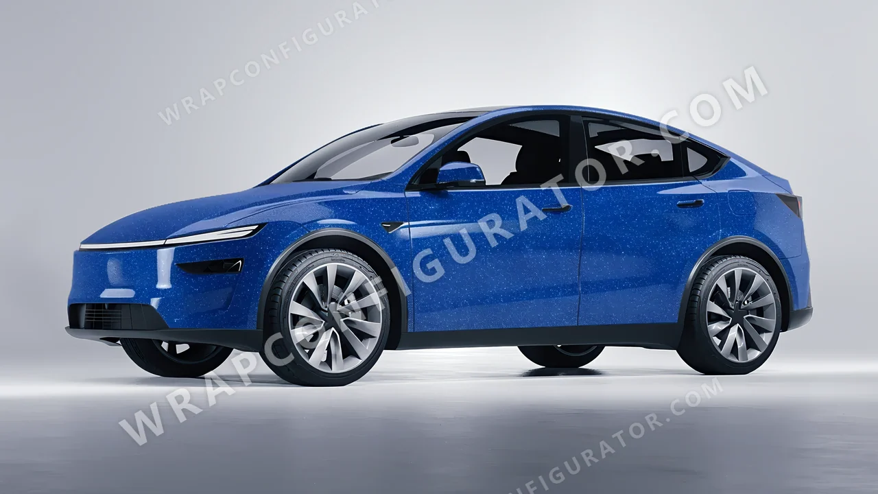 Blue Tesla Model Y Juniper 2025 wrapped in Avery Dennison Blue SW900-676-D