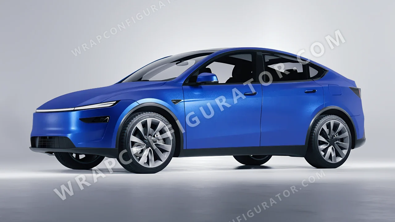 Blue Tesla Model Y Juniper 2025 wrapped in Avery Dennison Brilliant Blue SW900-671-M