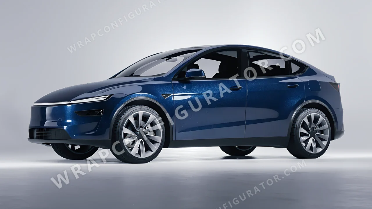 Blue Tesla Model Y Juniper 2025 wrapped in Avery Dennison Dark Blue SW900-653-M