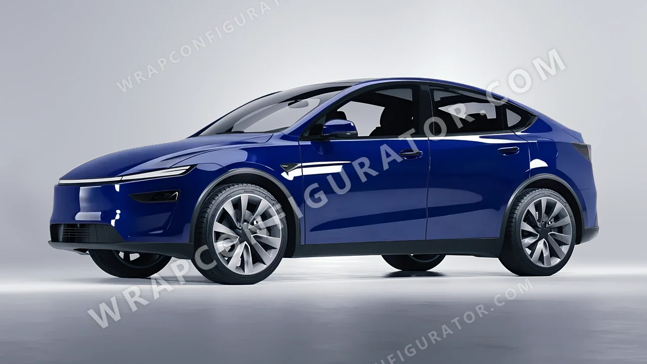 Blue Tesla Model Y Juniper 2025 wrapped in Avery Dennison Dark Blue SW900-681-O