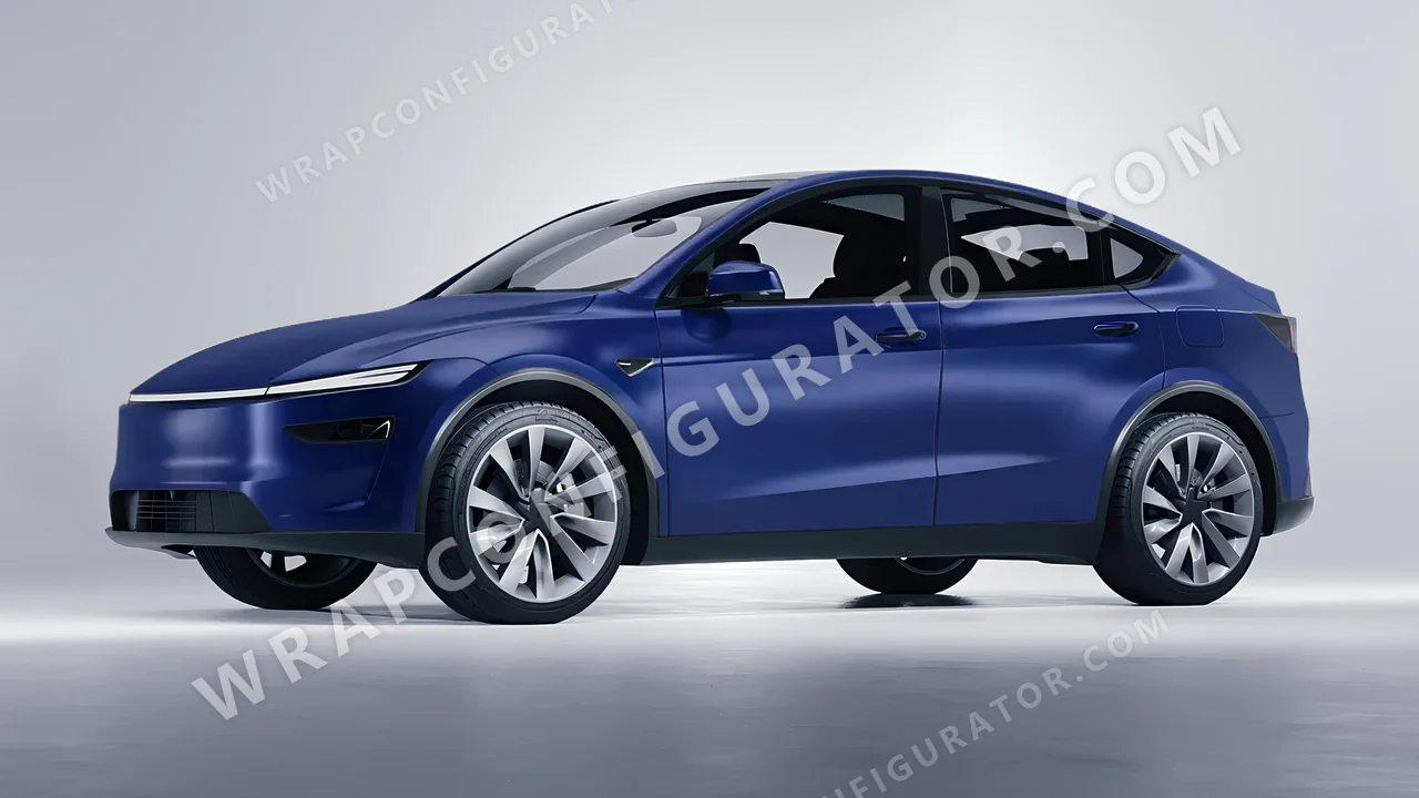 Blue Tesla Model Y Juniper 2025 wrapped in Avery Dennison Dark Blue SW900-682-O