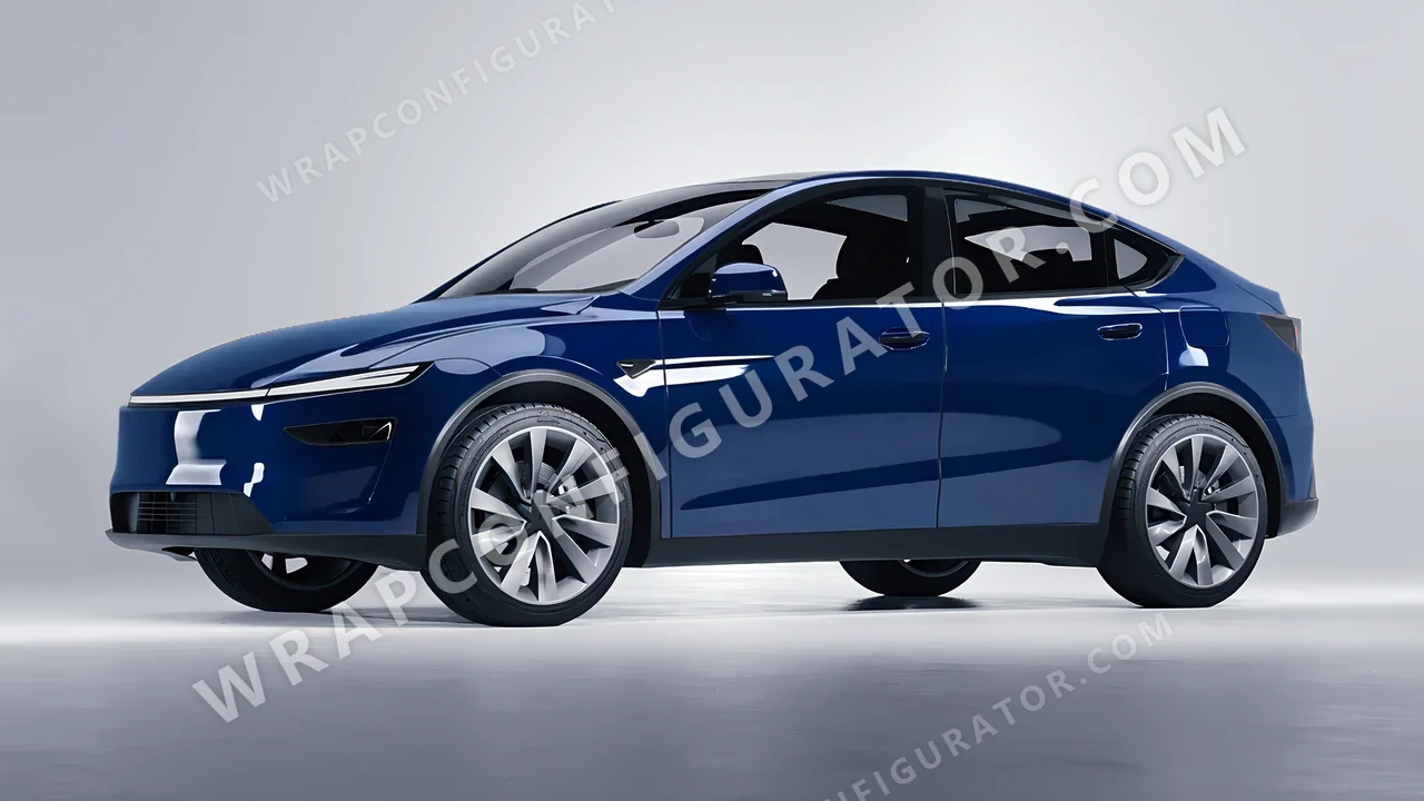 Blue Tesla Model Y Juniper 2025 wrapped in Avery Dennison Indigo Blue SW900-699-O