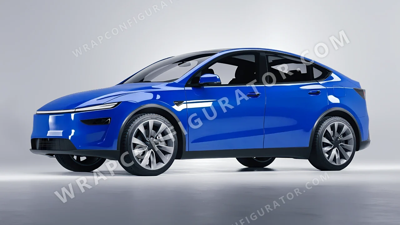 Blue Tesla Model Y Juniper 2025 wrapped in Avery Dennison Intense Blue SW900-667-O