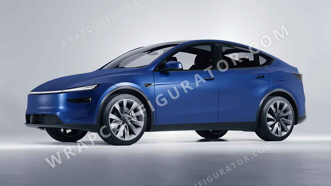 Blue Tesla Model Y Juniper 2025 wrapped in Avery Dennison Night Blue SW900-623-M