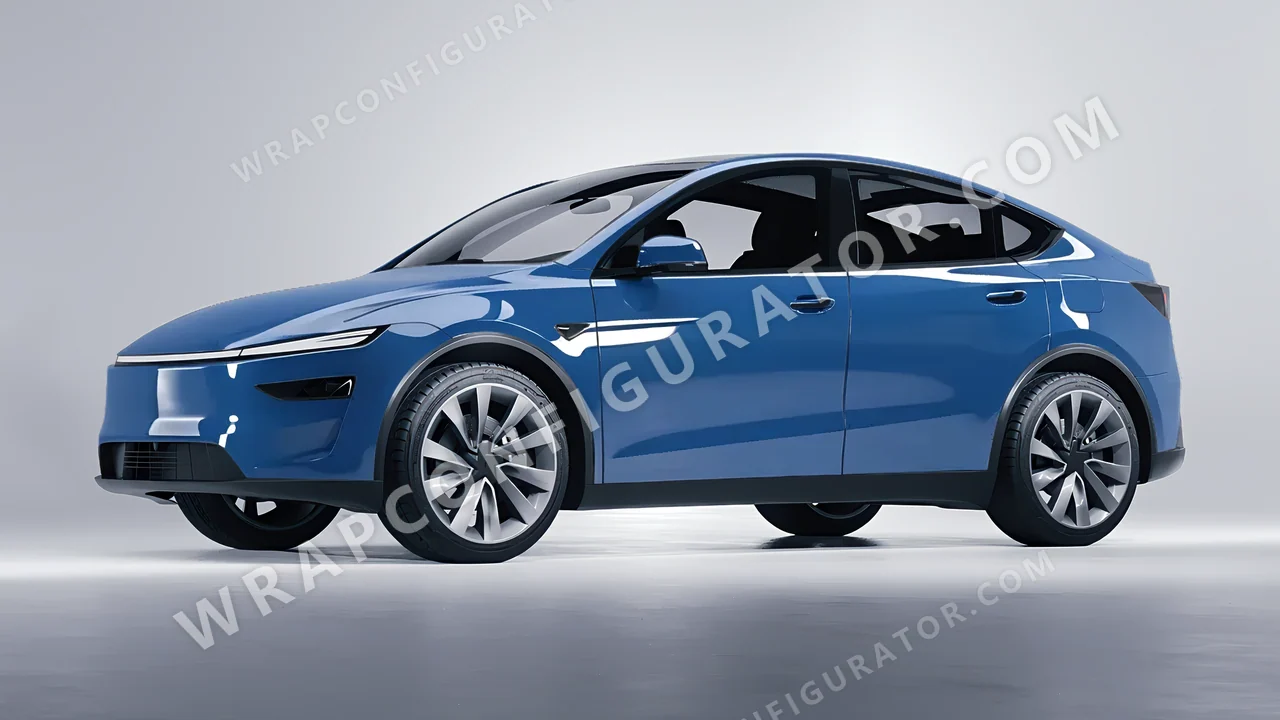 Blue Tesla Model Y Juniper 2025 wrapped in Avery Dennison Smoky Blue SW900-612-O