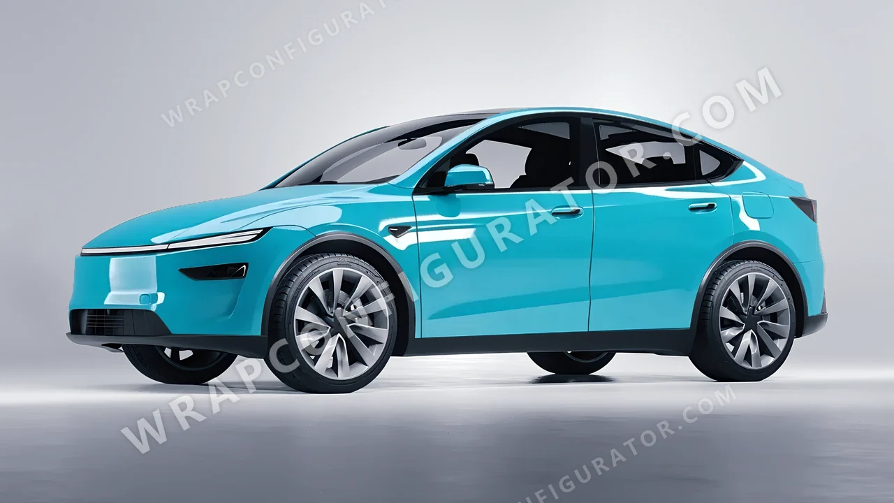 Blue Tesla Model Y Juniper 2025 wrapped in Avery Dennison Turquoise Ocean SW900-6329-O