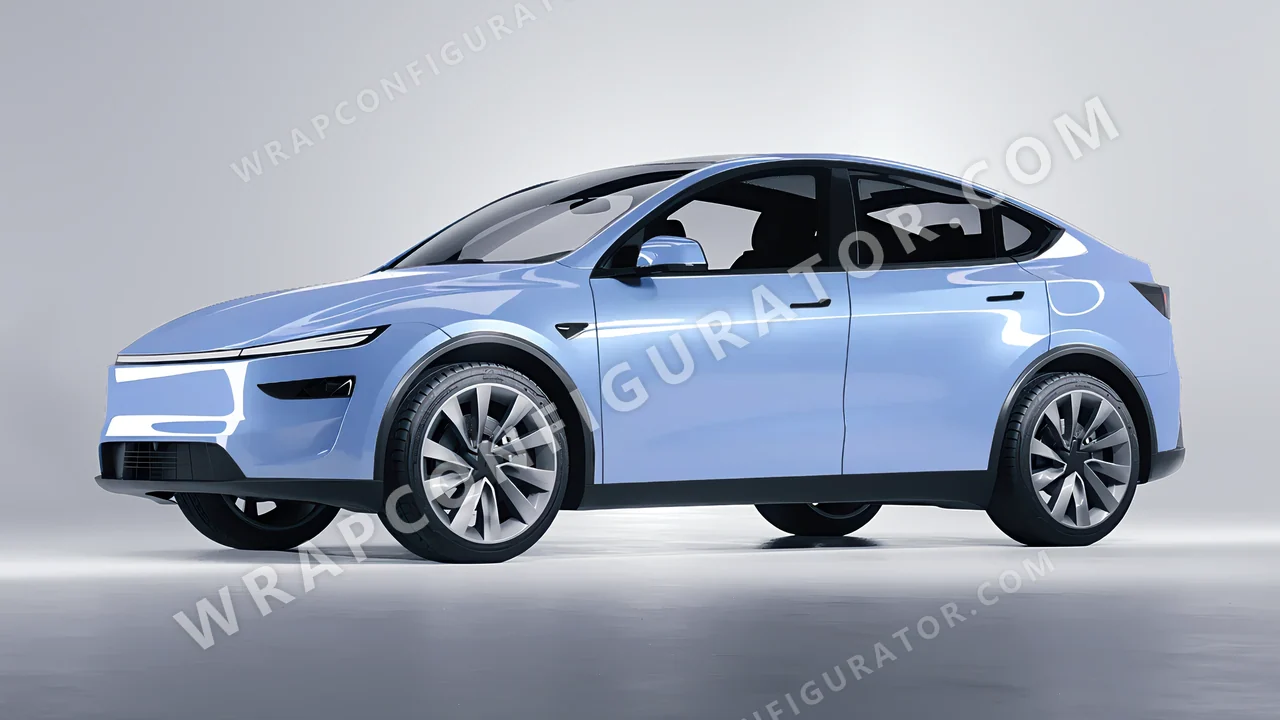 Blue Tesla Model Y Juniper 2025 wrapped in Colourshield PPF by HyperPro Baby Blue HGM67-P