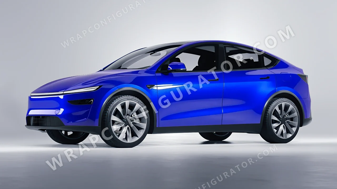 Blue Tesla Model Y Juniper 2025 wrapped in Colourshield PPF by HyperPro Bright Blue HGM60-P