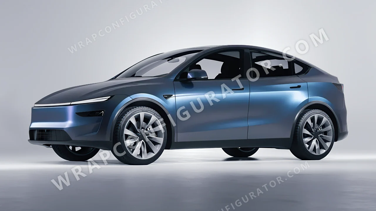 Blue Tesla Model Y Juniper 2025 wrapped in Colourshield PPF by HyperPro Dark Gray Blue MSF51-P