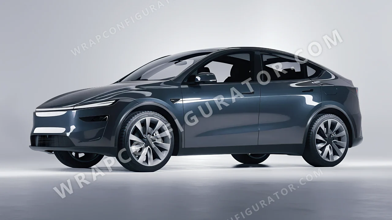 Blue Tesla Model Y Juniper 2025 wrapped in Colourshield PPF by HyperPro Gray Blue GAF38-P