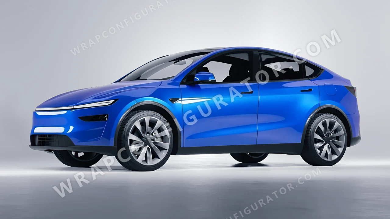 Blue Tesla Model Y Juniper 2025 wrapped in Colourshield PPF by HyperPro Ocean Blue HGM68-P