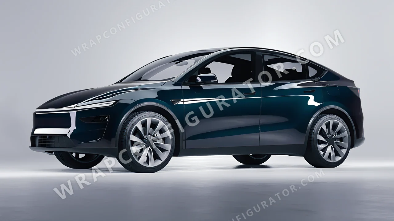 Blue Tesla Model Y Juniper 2025 wrapped in Colourshield PPF by HyperPro Petrol Blue HGF108-P