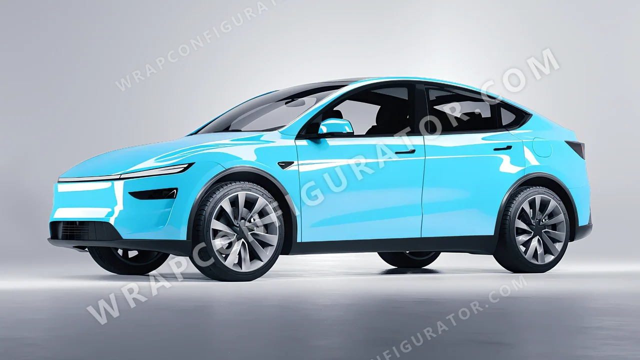 Blue Tesla Model Y Juniper 2025 wrapped in Colourshield PPF by HyperPro Sky Blue HGF07-P