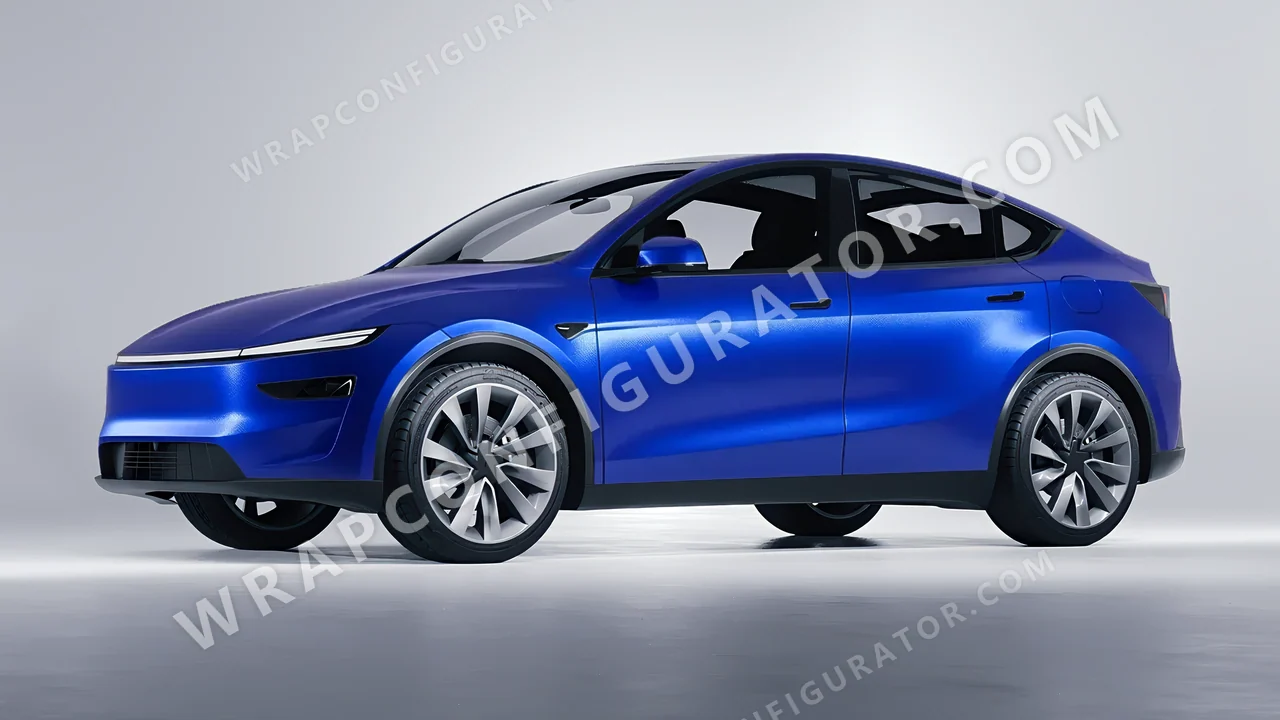 Blue Tesla Model Y Juniper 2025 wrapped in Inozetek Dynamic PPF Azure Blue DPPF814